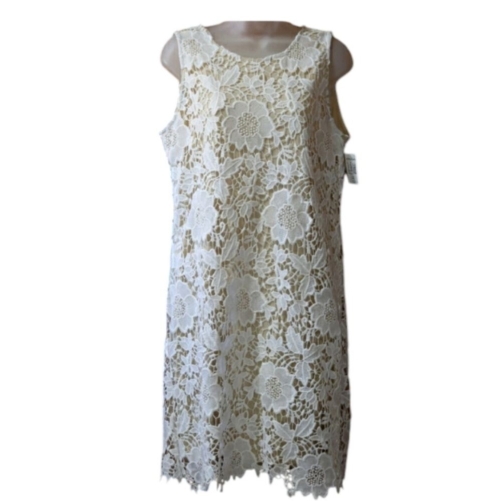 CB White Lace Aline Exposed Zipper Dress NWT Iva Dress 10